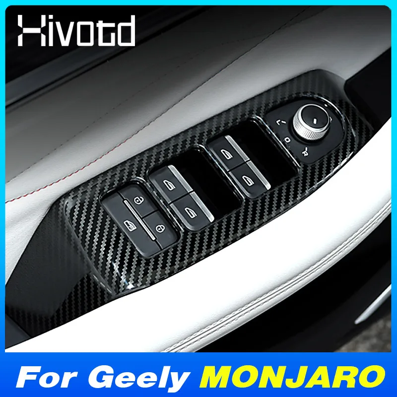 Car Window Glass Lift Switch Button Cover Trim Frame For Geely MONJARO KX11 Manjaro 2023 2024 Interior Modification Accessories