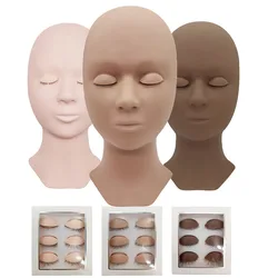 Silicone Head Training Mannequin With Removable Eyes Practice Head Model For Eyelashes Extensions Training Mannequin Head Makeup