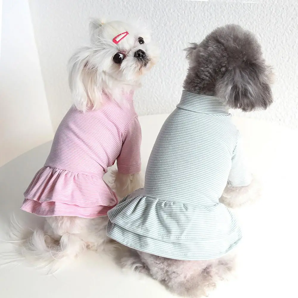 

Comfortable Pet Supplies Striped Dog Dress with Ruffle Sleeve for Cat