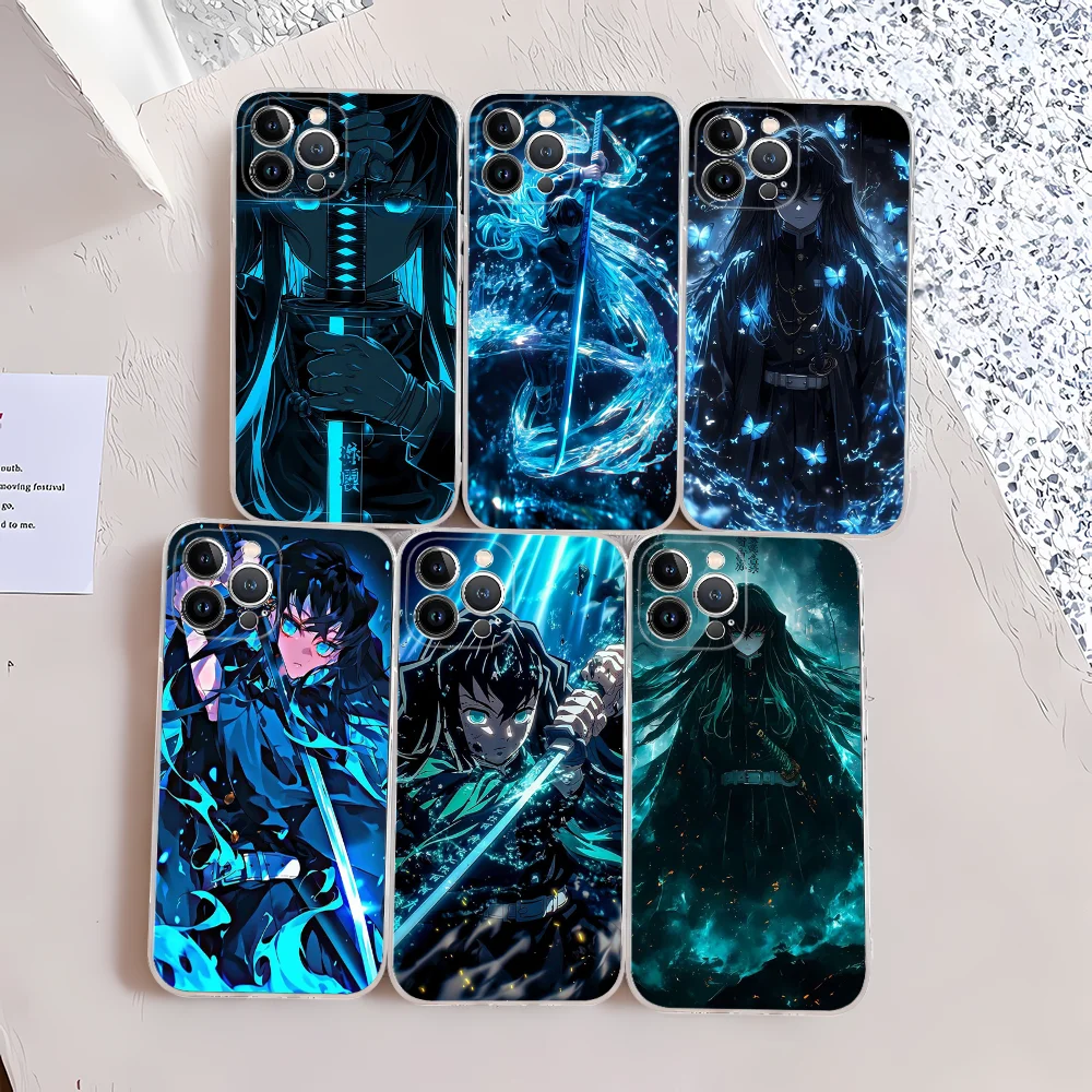 

M-Muichiro Tokito Demon Slayer Silicone Soft For Iphone 16 15 14 13 12 11 Pro Mini XS MAX Plus X Cover