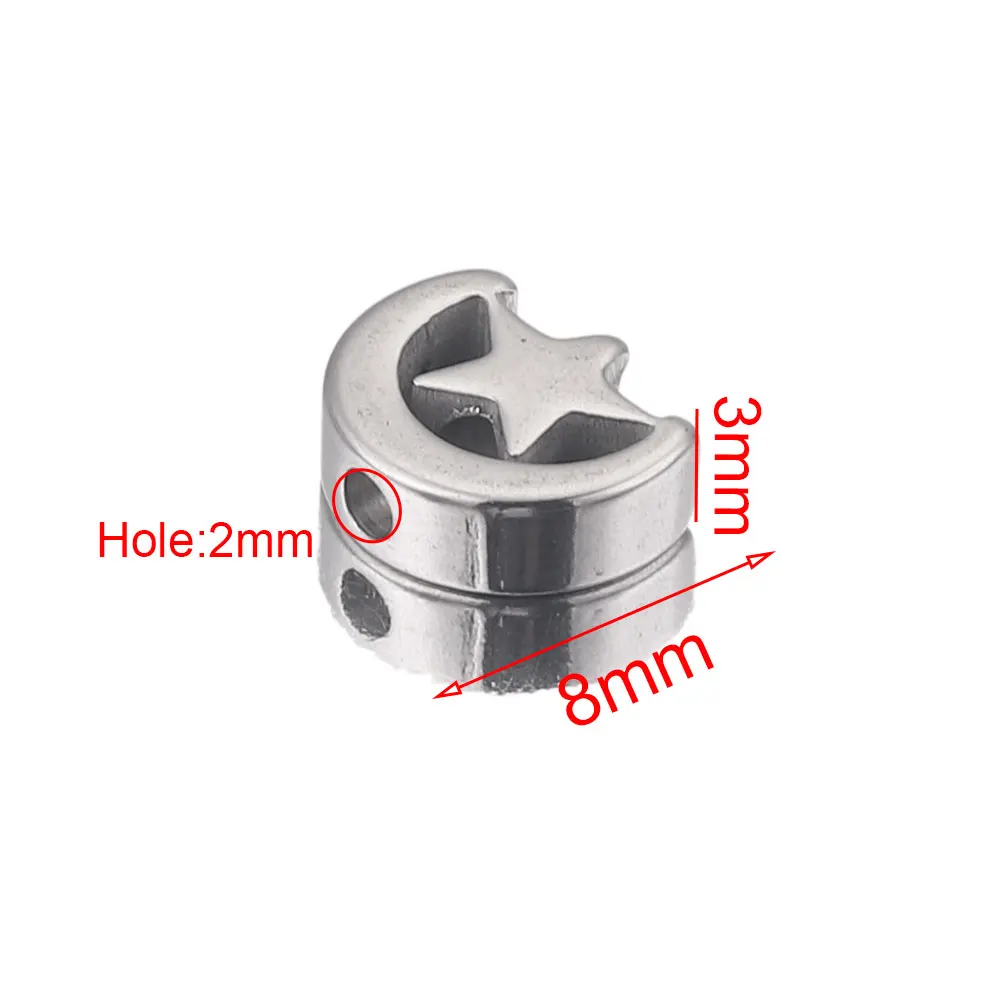 10Pcs/lot Hole 2mm Stainless Steel Crown Flower Butterfly Charms Spacer Beads for Needlework Jewelry Making Supplies Bracelets