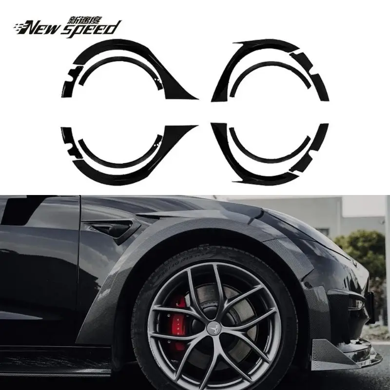 For Model3 Turbo Wheel Eyebrows 4pcs Lip Fender Flares Car Truck Glossy Black Matte Black