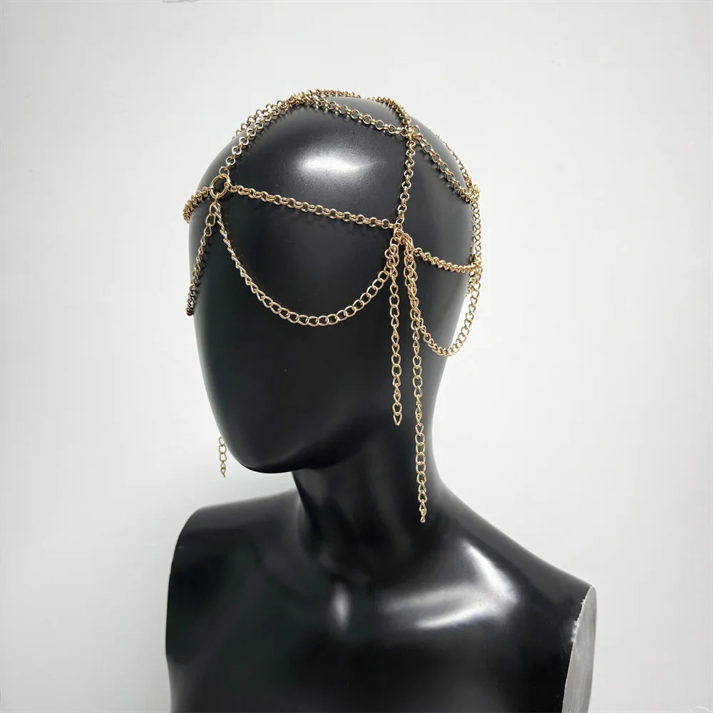 Silberner Metallketten-Kopfschmuck für Damen, Y2K Quasten-Fransen-Haarschmuck für Festival, Rave-Party, Kostüm, Sexy Performance-Accessoire – Detail 11