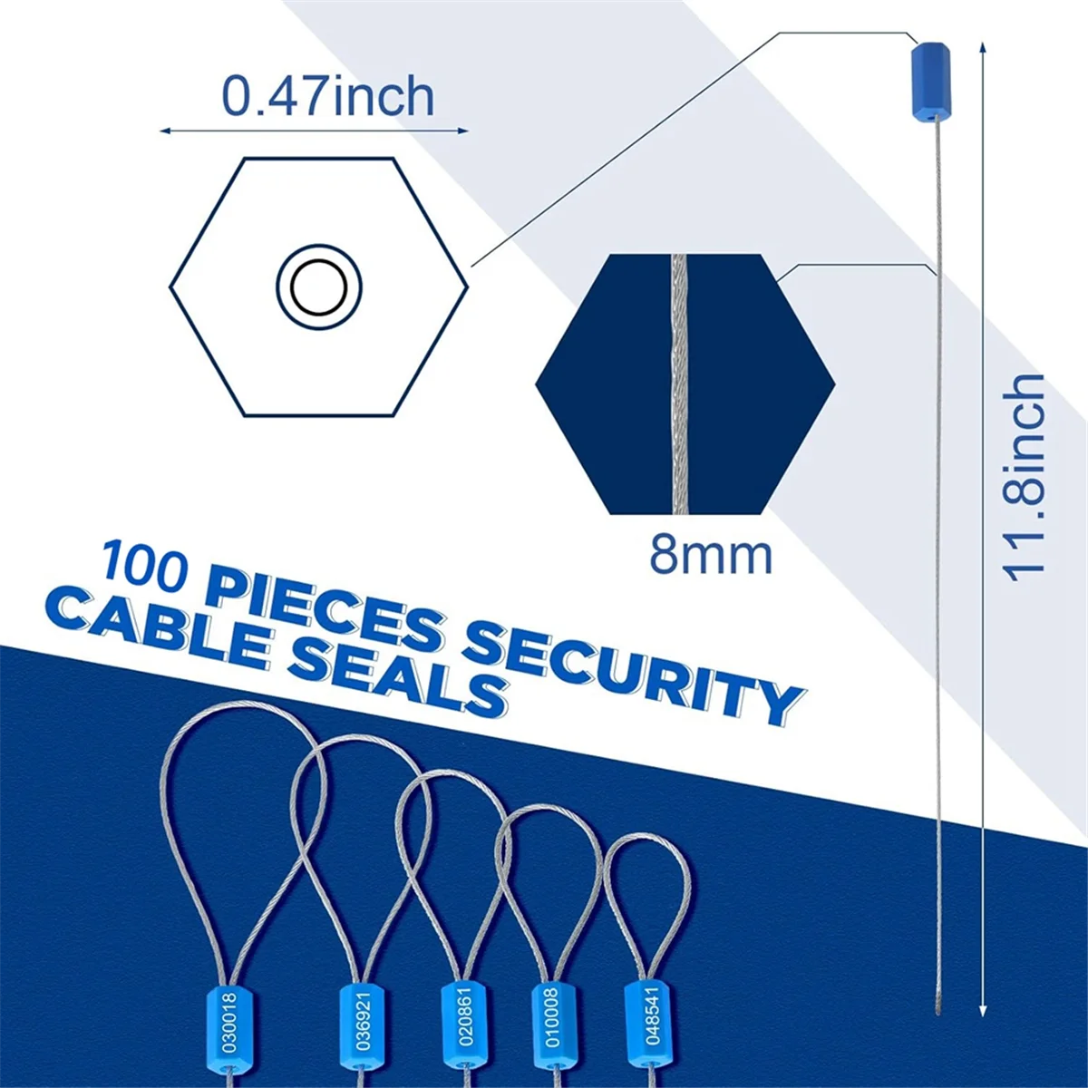

Y31A 100 Pcs Steel Security Cable Seals 11.8 Inch Numbered Anti Tamper Shipping Seal Disposable Self Locking Numbered Tag A