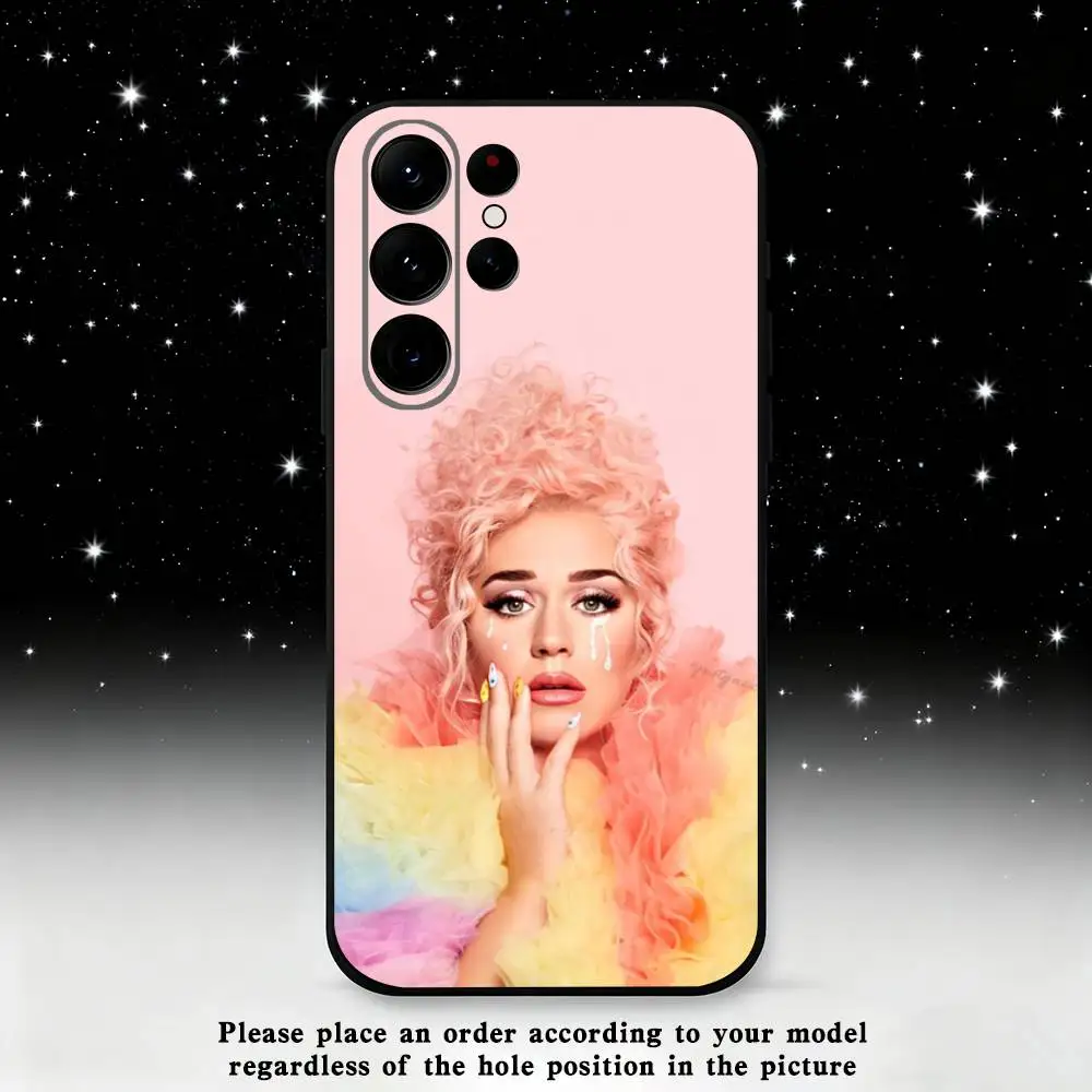 Casing Ponsel K-Katy P-Perry Singer Untuk Samsung S25, S24 Ultra, S20, S30 plus, S22 plus, S23, S30 Ultra 5G Silikon Hitam