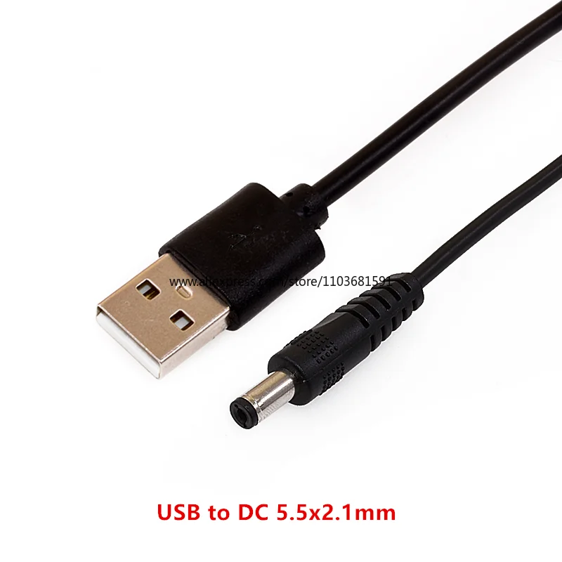 1 pz USB maschio a 5.5 MM X 2.1MM 5.5*2.5 DC Barrel Jack cavo di alimentazione spina AC connettore di trasferimento caricatore convertitore di