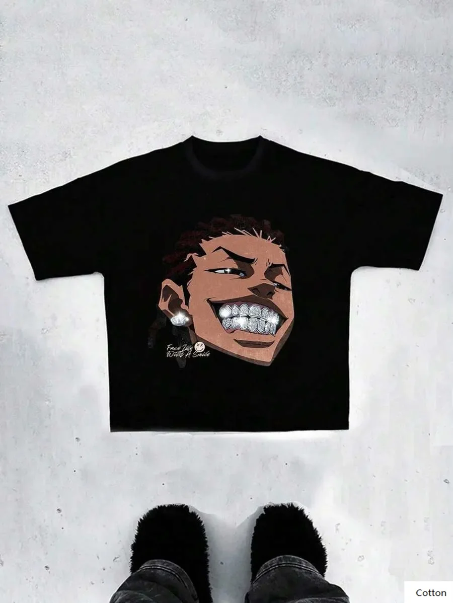 

Мужская футболка из мягкого хлопка с принтом и привлекательным принтом персонажей из мультфильма отлично подходит для повседневного ношения, показывающего индивидуального стиля