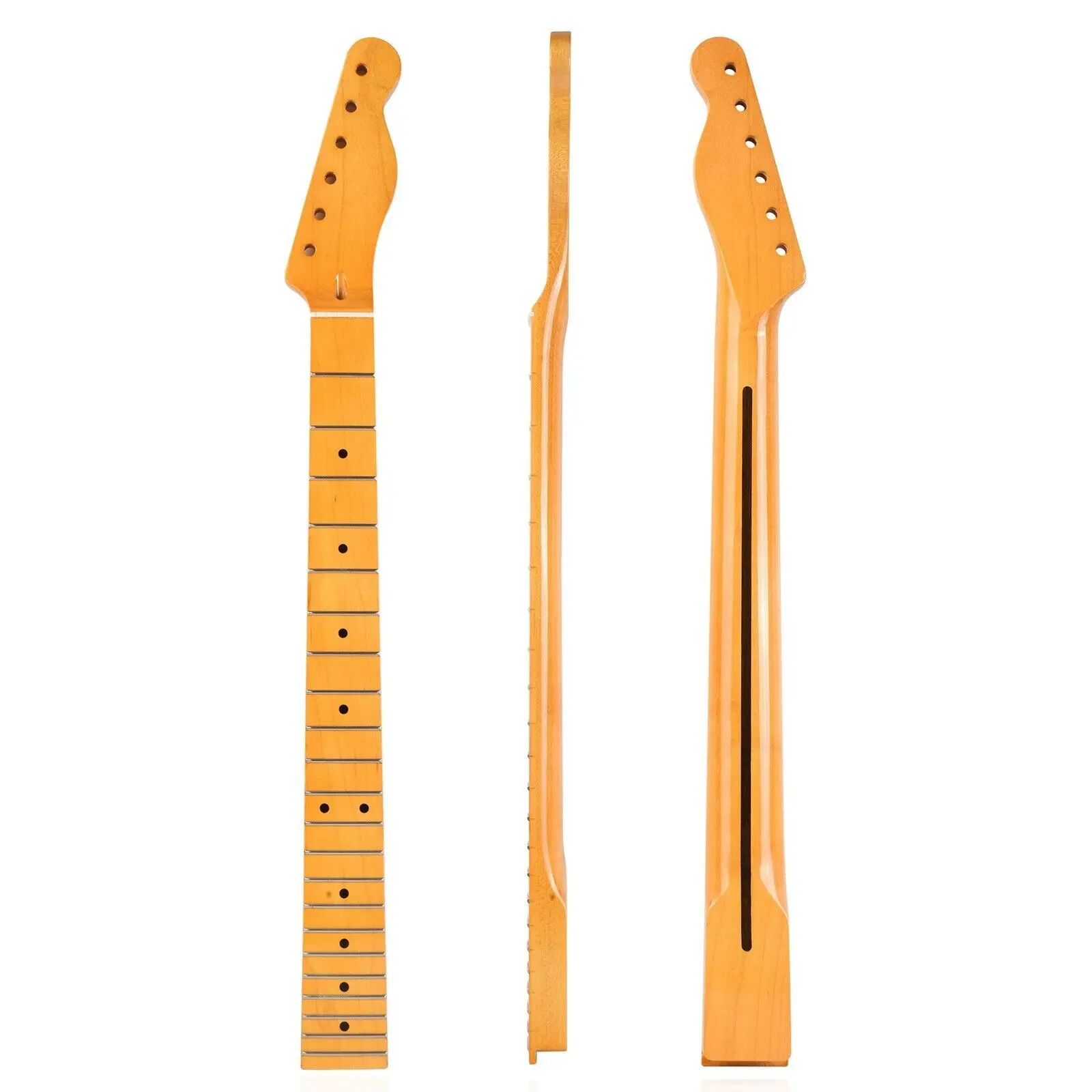 

Yellow 22 Frets Electric Guitar Neck Handmand Canada Maple for Tele Replacement