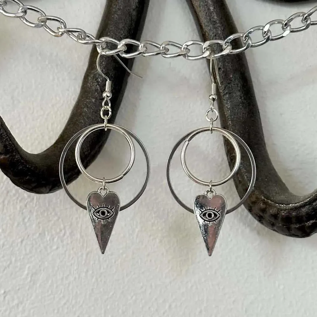 Evil Eye Heart Earr… - image
