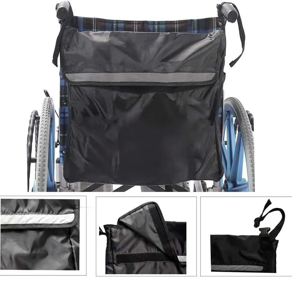 Wheelchair Rear Storage Bag Electric Wheelchair Rear Bag Reflective Strap Storage Pouch Water Bottle Organizer Accessories