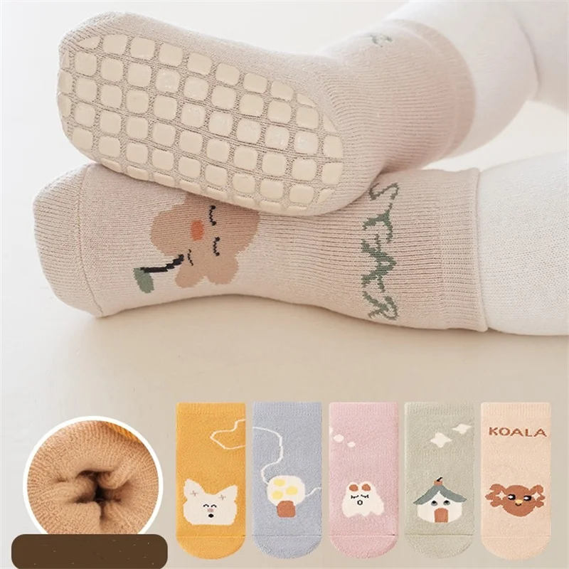 

Lawadka 3Pairs/lot Newborn Baby Socks For Boys Girls Winter Thick Warm Toddler Home Floor Sock Soft Children's Socks Non slip