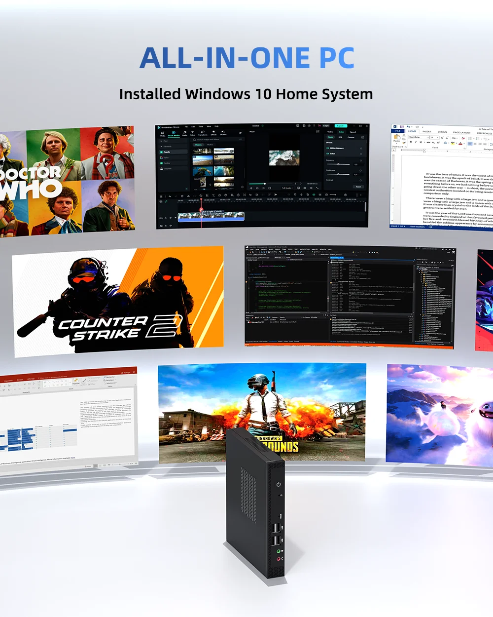 TexHoo Mini PC Intel I5-7300HQ/I7-9750H ITX Portable PC Win 10 Pro 8GB DDR3L 256GB SSD WiFi+BT 4K@60Hz Office Mini Computer
