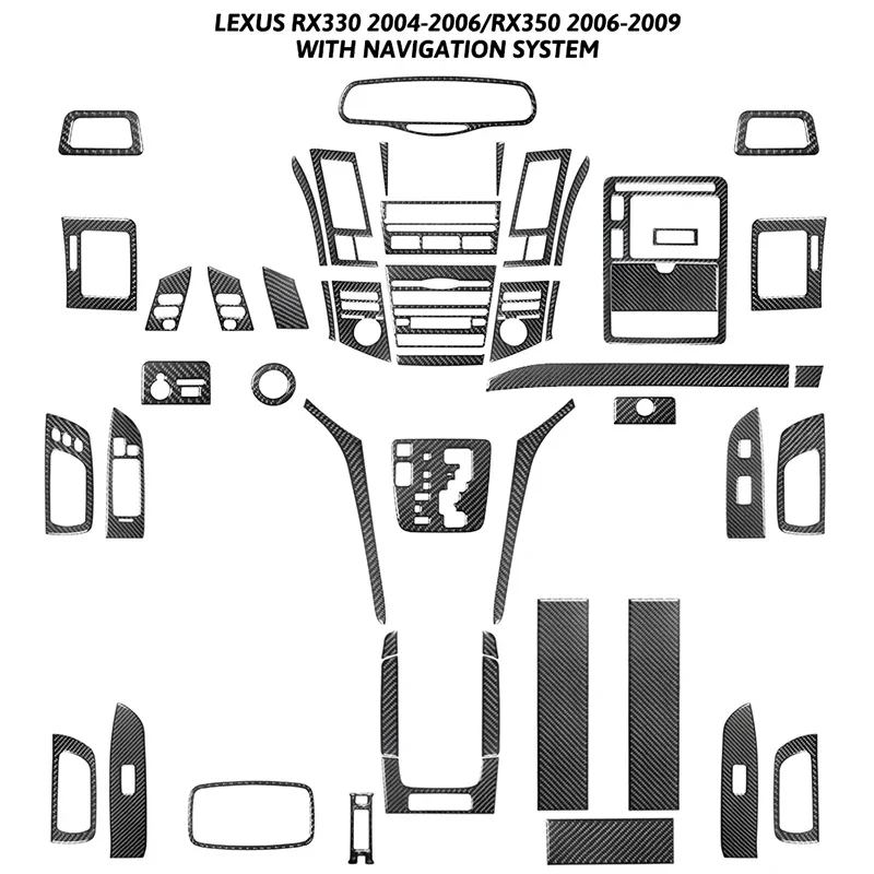 Car Stickers Interior Mouldings Strip Black Styling Decoration Auto Accessories For Lexus RX330 2004-2006 And RX350 2006-2009