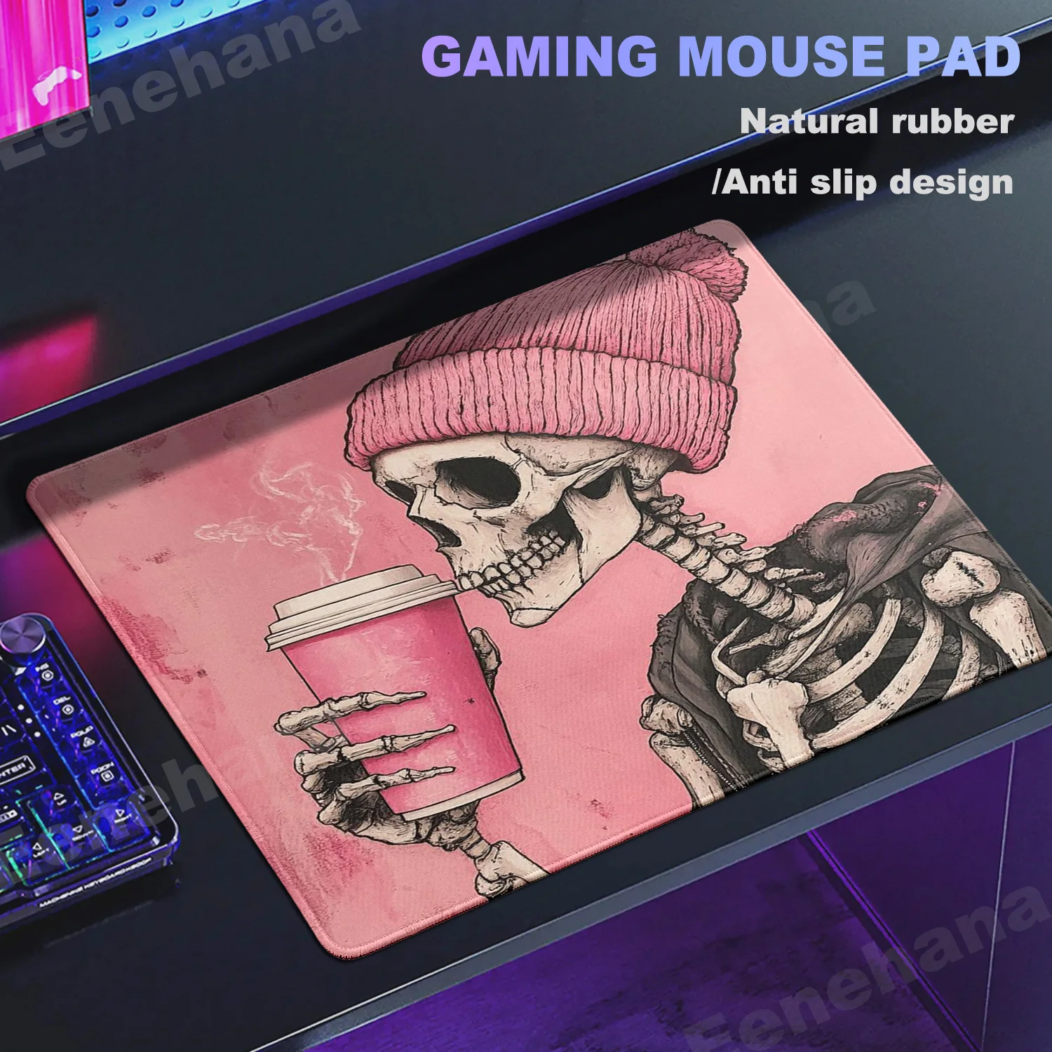 HD Human Skeleton Mouse Pad Small Coffee Mousepads PC Keyboard Punk XS Mats E-Sports Rubber Non-slip Office Deskpad Design Rug