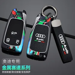 Fashion Car Raceway Metal Key Case Cover Protective Shell Styling Accessories For Audi A4 B9 A5 A6 8S 8W Q5 Q7 4M S4 S5 S7 TT RS