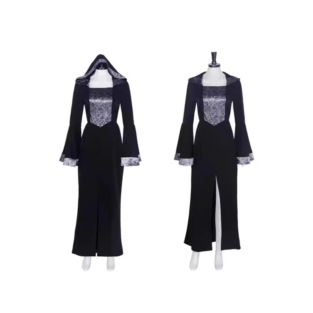 

Witch Cosplay Hooded Dress Renaissance Dress Women Vintage Medieval Hooded Retro Gown Halloween Fancy Costume