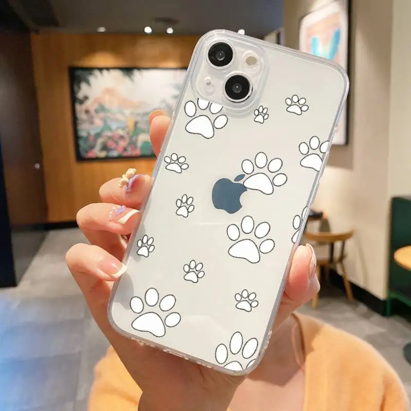 Dog Footprint Paw Phone Case For Iphone 7 8 Plus X Xr Xs 11 12 13 Se2020 Mini Mobile Iphones 14 Pro Max Case