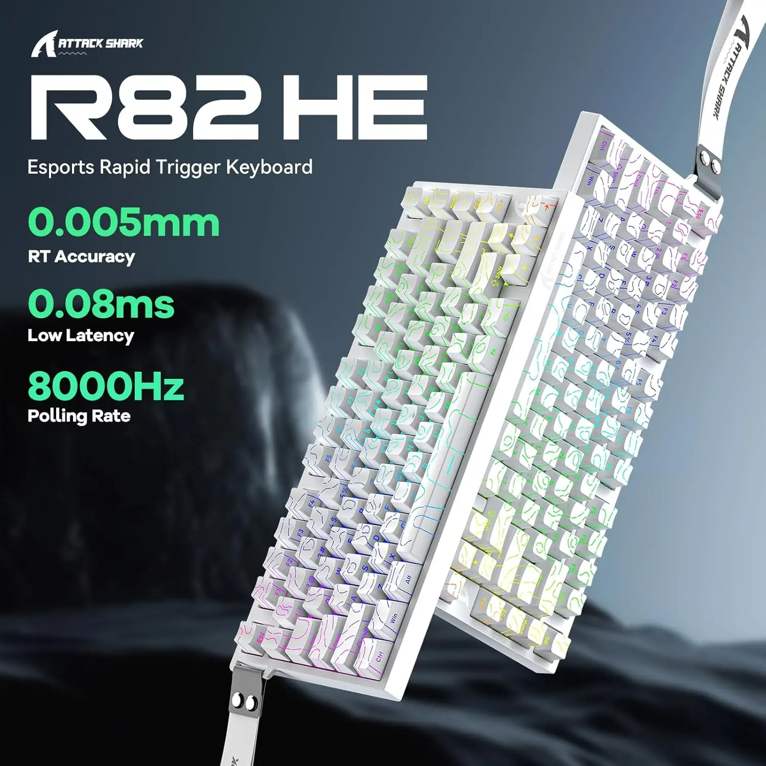 ATTACK SHARK R82 HE 75% 8000Hz Rapid Trigger Wired  Keyboard, 0.005mm RT Accuracy, Magnetic Switch, 0.08ms Latency, RGB Lighting