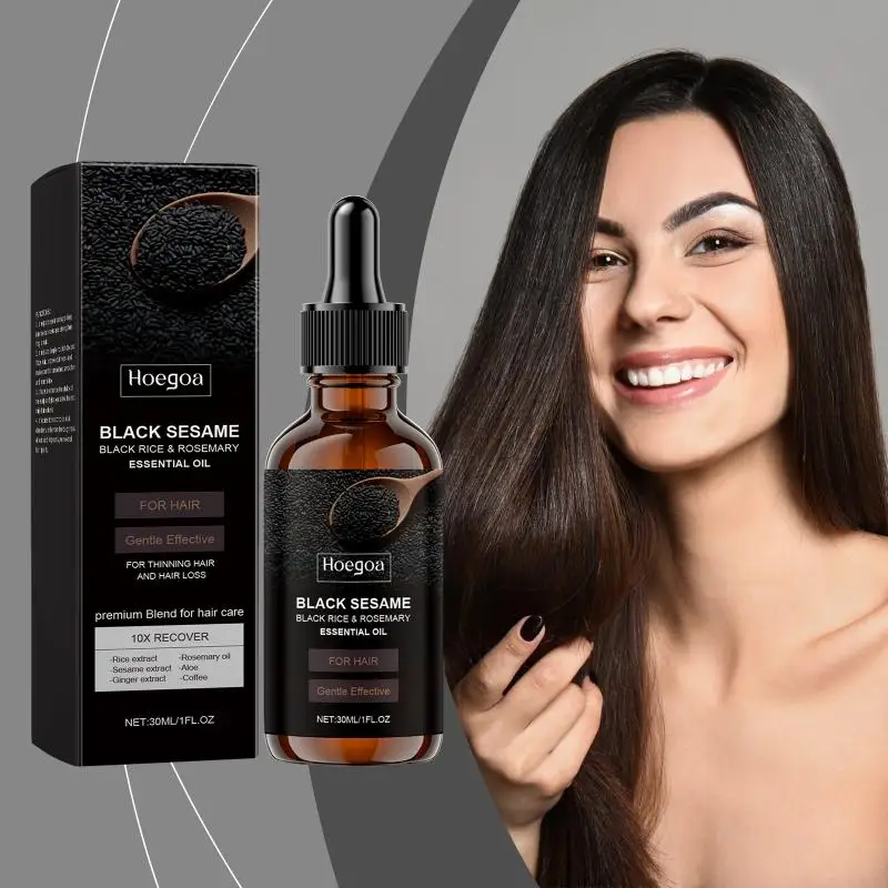 

Hoegoa Black Sesame Serum Black Sesame Essential Oil Hydrate Oil Control Nourish Dry Hair Smooth Shiny Serum
