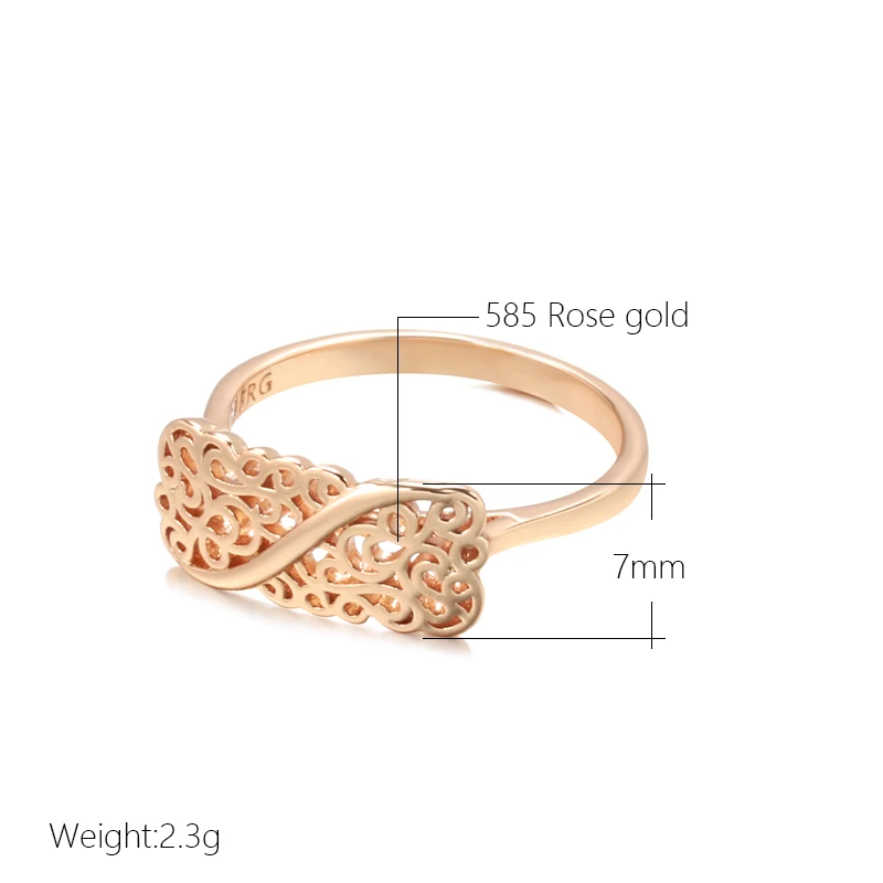 Kinel Hot 585 Rose Gold Color Boho Ring Fashion Ethnic Flower Ring for Women Elegant Vintage Wedding Daily Jewelry Gift