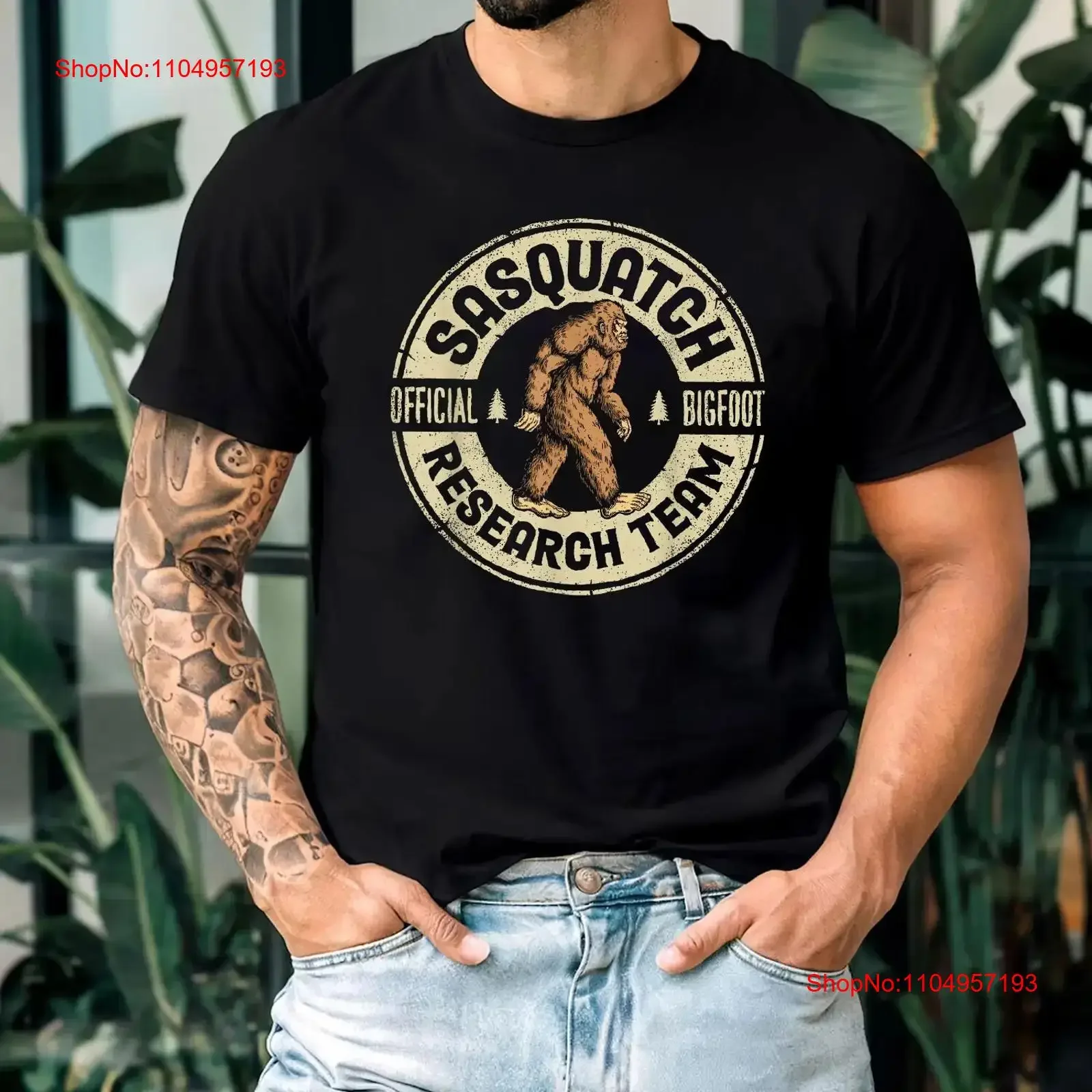 

Футболка Bigfoot Research Team в стиле ретро Sasquatch для винтажной стирки, повседневная дышащая модная универсальная уличная одежда с графикой