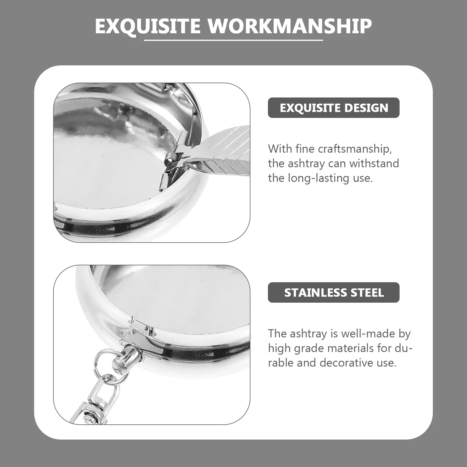 

3pcs Keychain Ashtray Stainless Steel Portable Small Ashtray For Outdoor Use Cigarette Butt Holder Decorative Metal Container