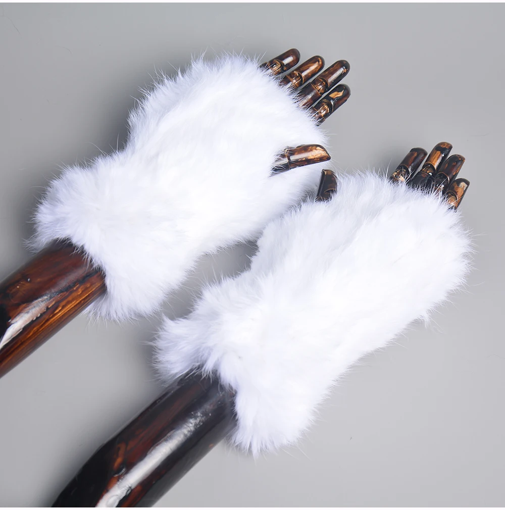 Lady Winter 100% Natural Real Rex Rabbit Fur Glove Women Soft Rex Rabbit Fur Glove Foashion Warm Knitted Genuine Fur Gloves