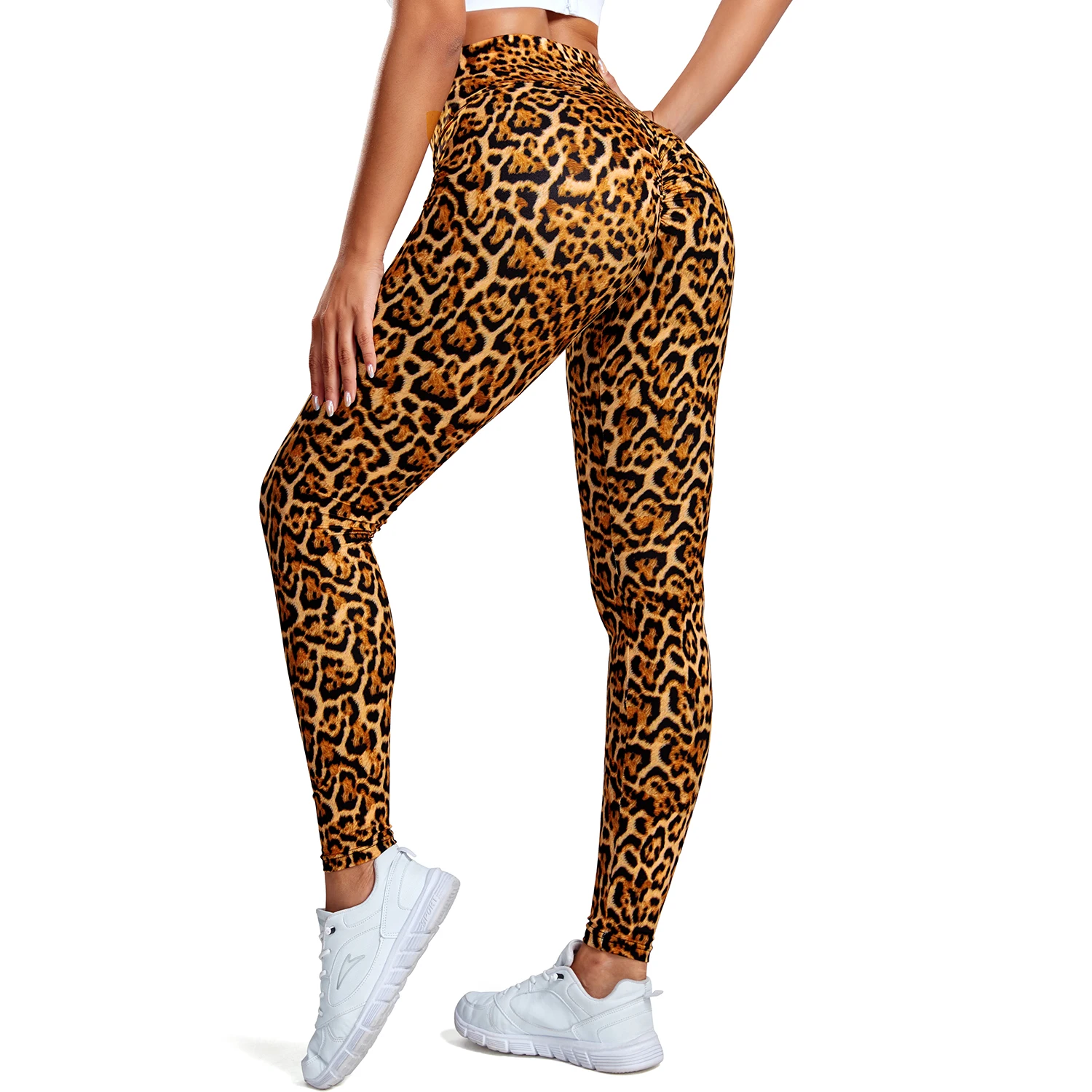 Seamless Leopard Leggings Fitness Women Butt Ruched Yoga Pants Gym Push Up Scrunch Tights High Waist Leggins Female Sportswear