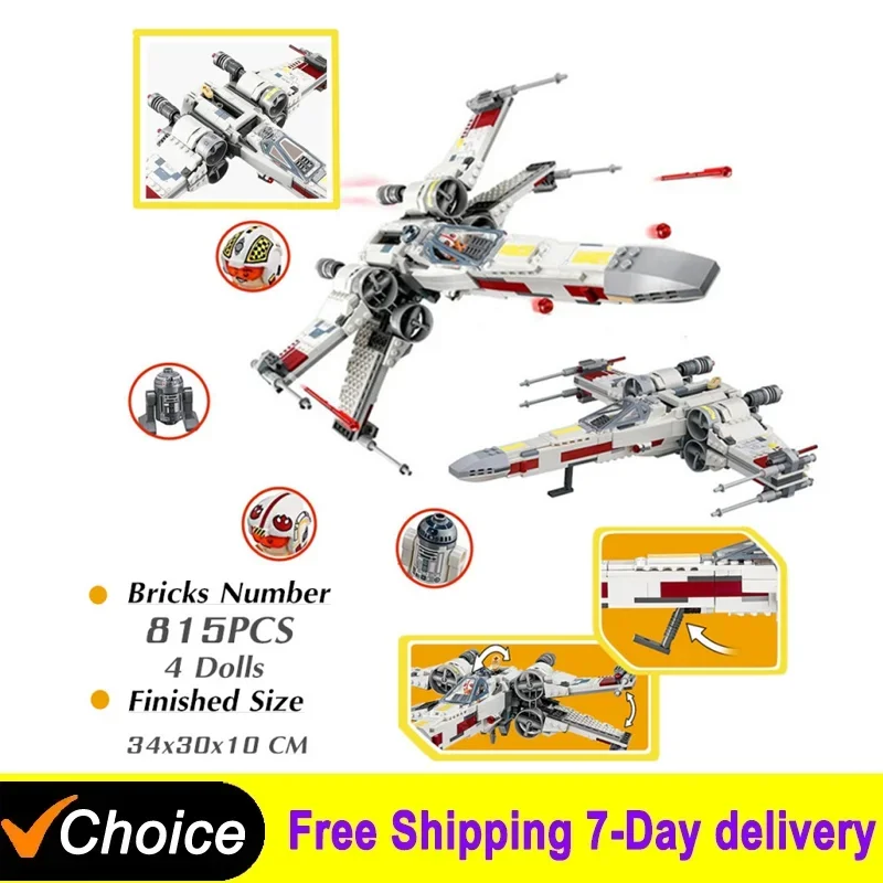 NEW IN STOCK Spaceship T-65 Aircraft Fighter Space StarFighter Fit 75218 Building Blocks Bricks Toys For Kid Christmas Gift