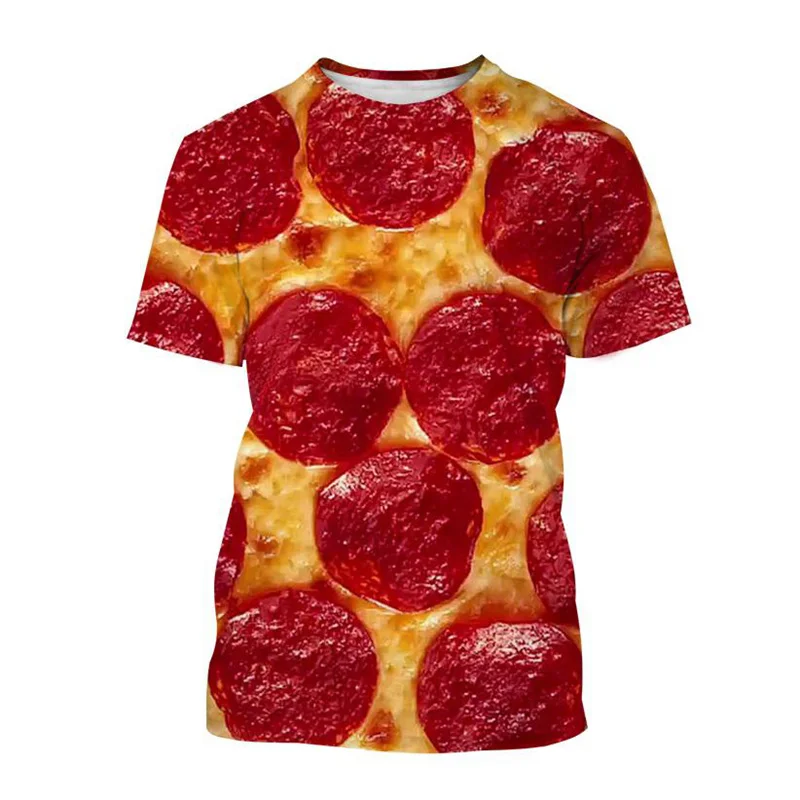 Food Sausage Pizza 3d Printed T-shirt Men Summer Casual Short Sleeve Tees Funny Hip Hop Party Cosplay Tshirt Top Unisex Clothes