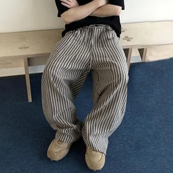 Mens Trousers Striped Wilderness Style Casual Pants Streetwear Personality Niche Comfortable Straight Pants Men'S Clothing 2024