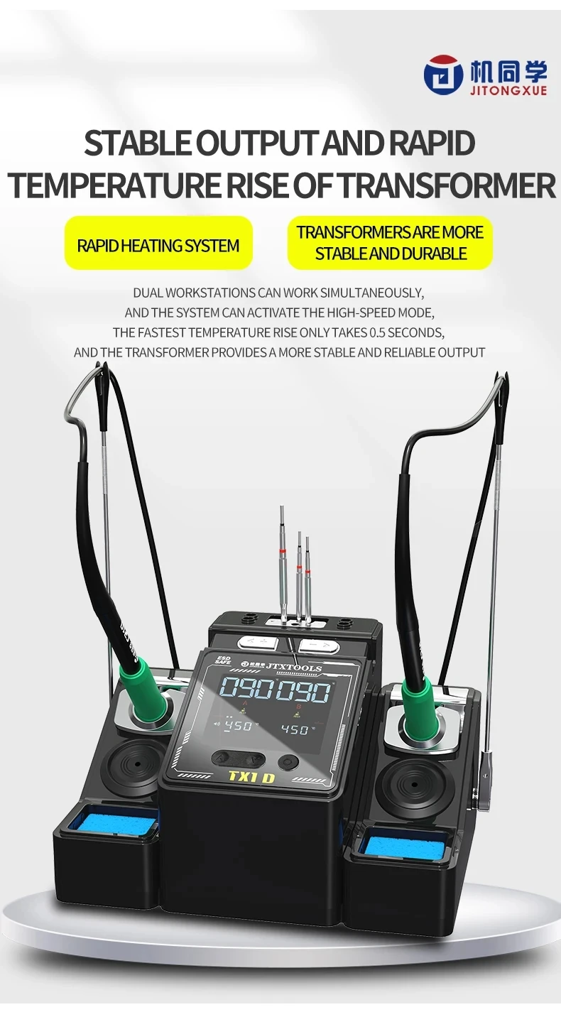 

JTX 200W Soldering Station C115 C210 C245 Double Station Welding Rework Station for Cell-Phone PCB IC Repair Solder Tools TX1D