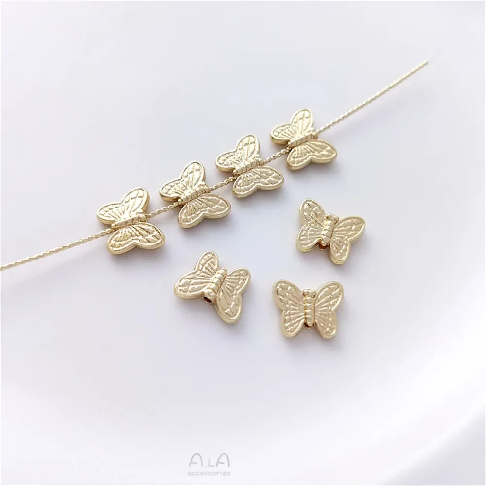 1pcs 14K gold coated DIY accessories butterfly through-hole separated bead handcrafted chain ear jewelry handmade materials