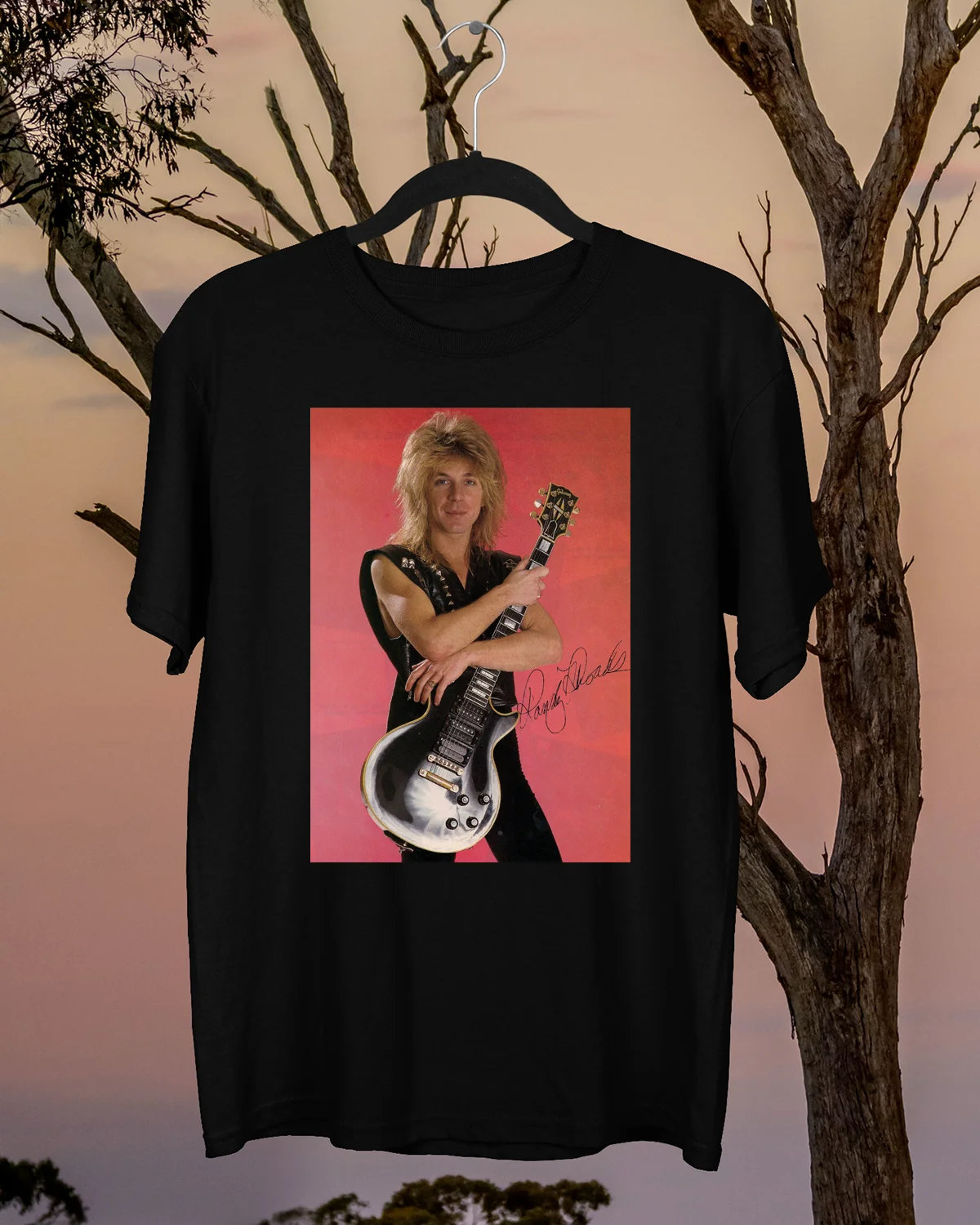 RANDY RHOADS Music Guitar Shirt Short Sleeve Black Unisex Men S-4XL NE849