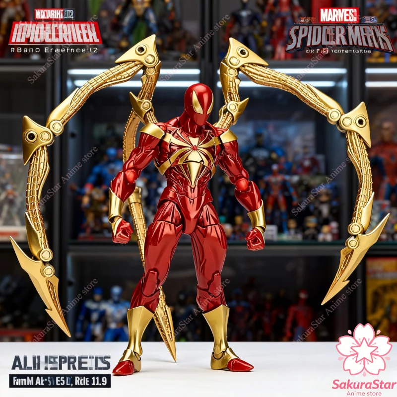 【Auf Lager】KO Marvel Amazing Yamaguchi Revoltech Iron Spider 1/12 Scale Bewegliche Actionfigur zum Sammeln, Modellspielzeug