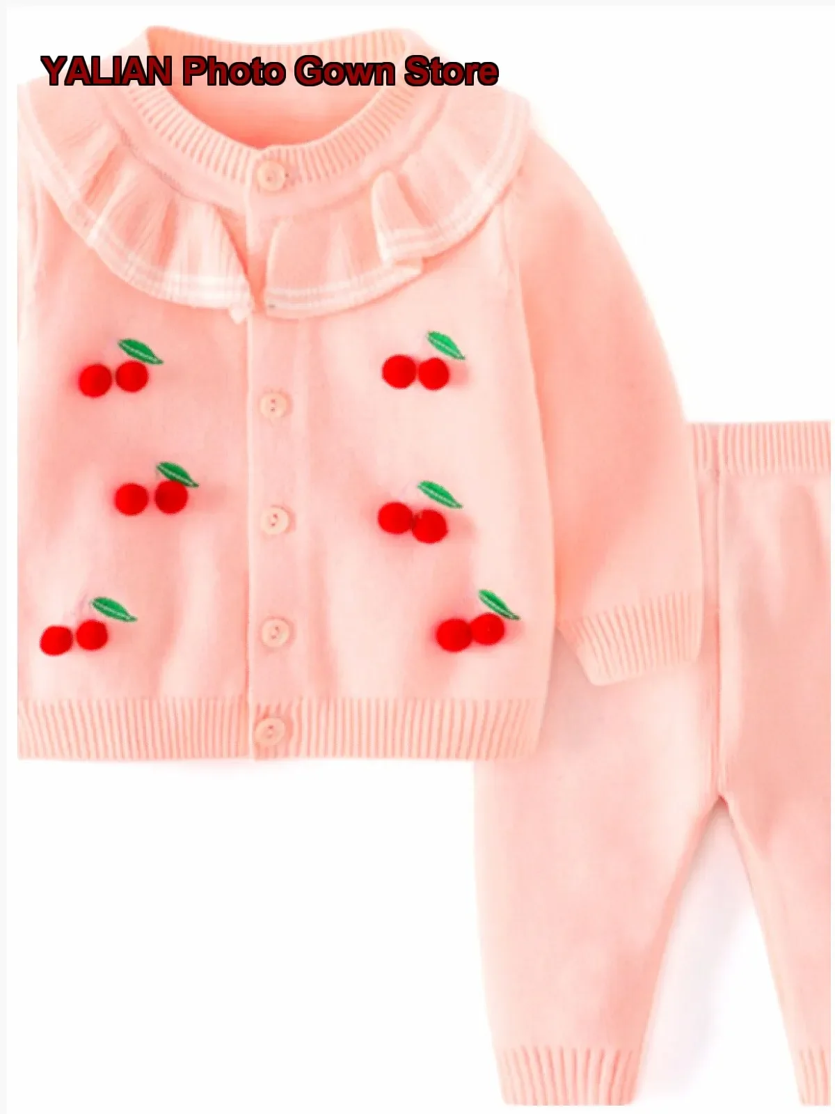 Baby Girl Two-Piece Set Infant Knit Top Newborn Cardigan Spring Autumn Coat Solid Color Kids
