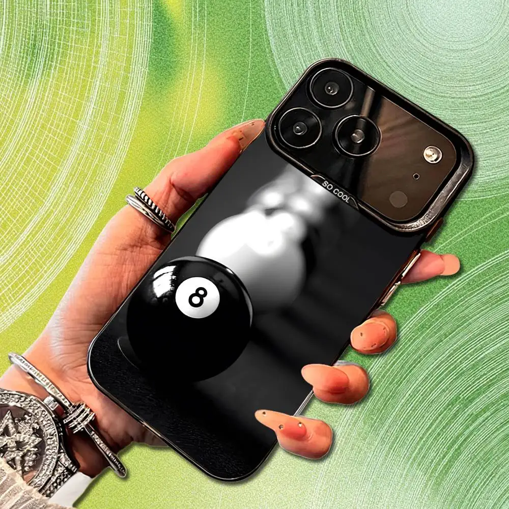 Billiards Ball Art Snooker Phone Case For iPhone 14,17,13,12,11,16,15,Mini,Pro,SE,XS,MAX,Black Matte Silicone Cover