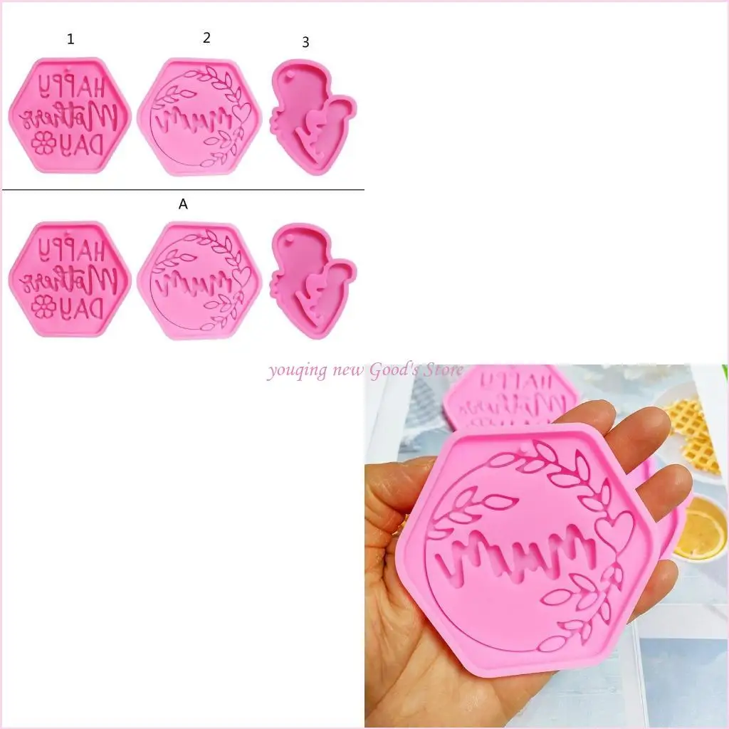 

57QA Creative Mother Day Pendant Resin Mold DIY Jewelry Making Keychain M
