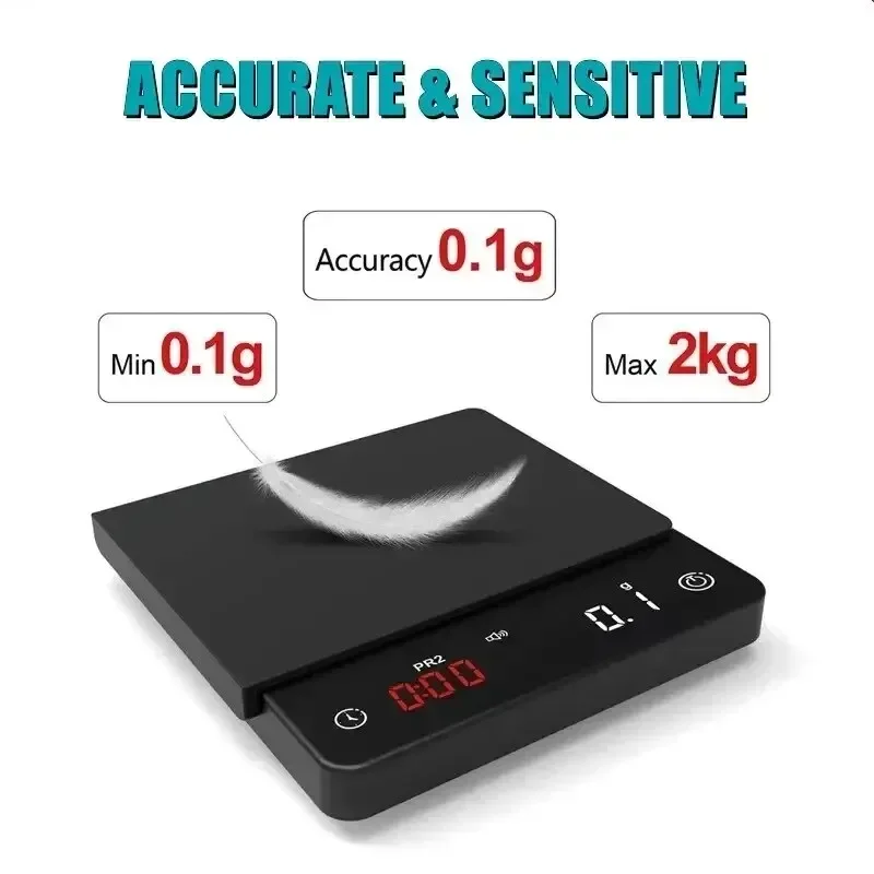 New Personal Electronic Scale for Coffee Household Italian Coffee Scale Gram Weight Chronograph Scale Kitchen Waterproof Mini