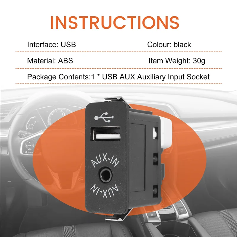 A21F-Car USB AUX In Plug Auxiliary Input Socket Adapter For BMW E81 E87 E90  F10 F12 E70 X4 X5 X6