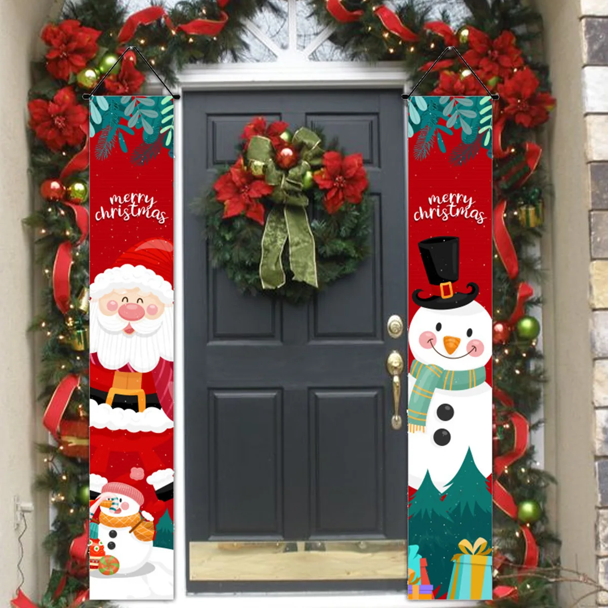 2024 Christmas Door Decoration Porch Sign Merry Christmas Banner Decor for Home Hanging Flag xmas Ornament Navidad New Year gift