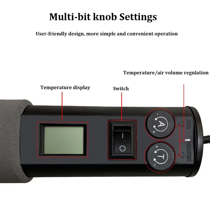 Imagem -05 - Pistola de Calor Digital Lcd Ajustável Pistola de ar Quente Desoldering Solda Estação de Solda Smd Bga Smd Gj8018lcd 110 v 220v