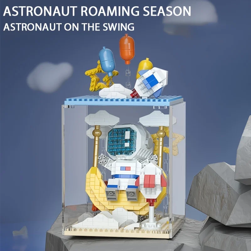 Spaceman Astronaut Building Blocks Toys Set With Display Box Desktop Decoration Mini Bricks Kids DIY Toys Holiday Gifts