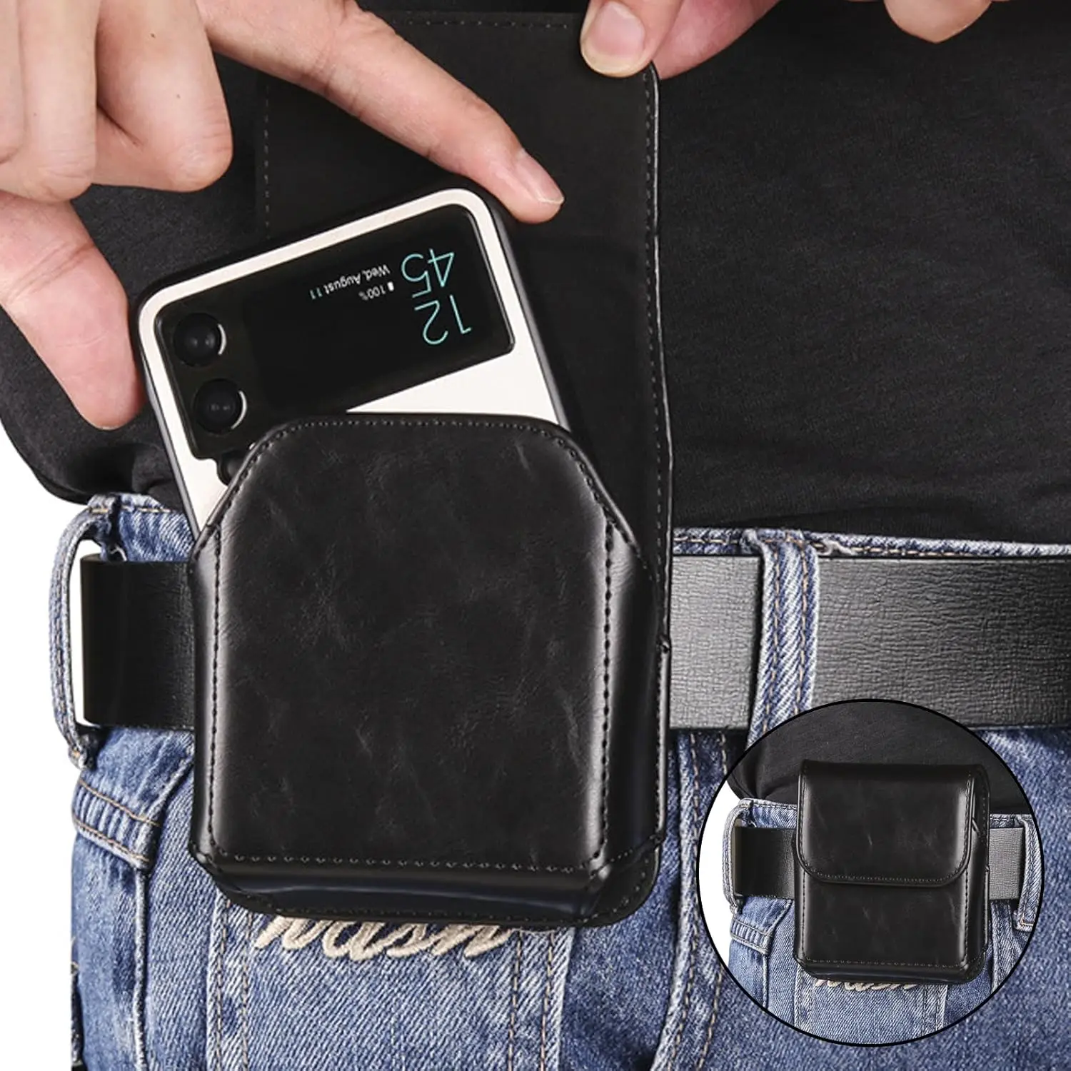 حقيبة خصر لهاتف Moto razr 60 Ultra/ZFlip4/P50 PocketS - حقيبة هاتف قابلة للطي مقاومة للماء ومقاومة للاهتراء، حمالة متعددة الجيوب قابلة للتعديل #4