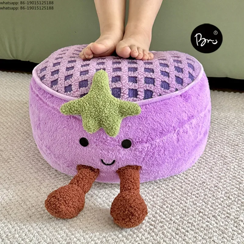 Plush eggplant seat pier living room tatami futon removable and washable footstool shoe change stool