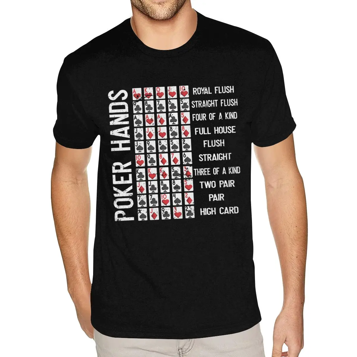 Short Sleeve O Neck Pre-Cotton Limited Edition Poker Hands Cheat Sheet Card Casino Games Player T Shirts Worlds Nicest Male Tee