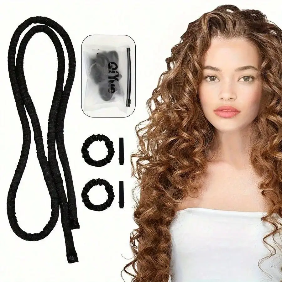 

4-piece set No heat curling iron, foam sponge curling iron, sleep beauty big wave flower headband 4-piece set