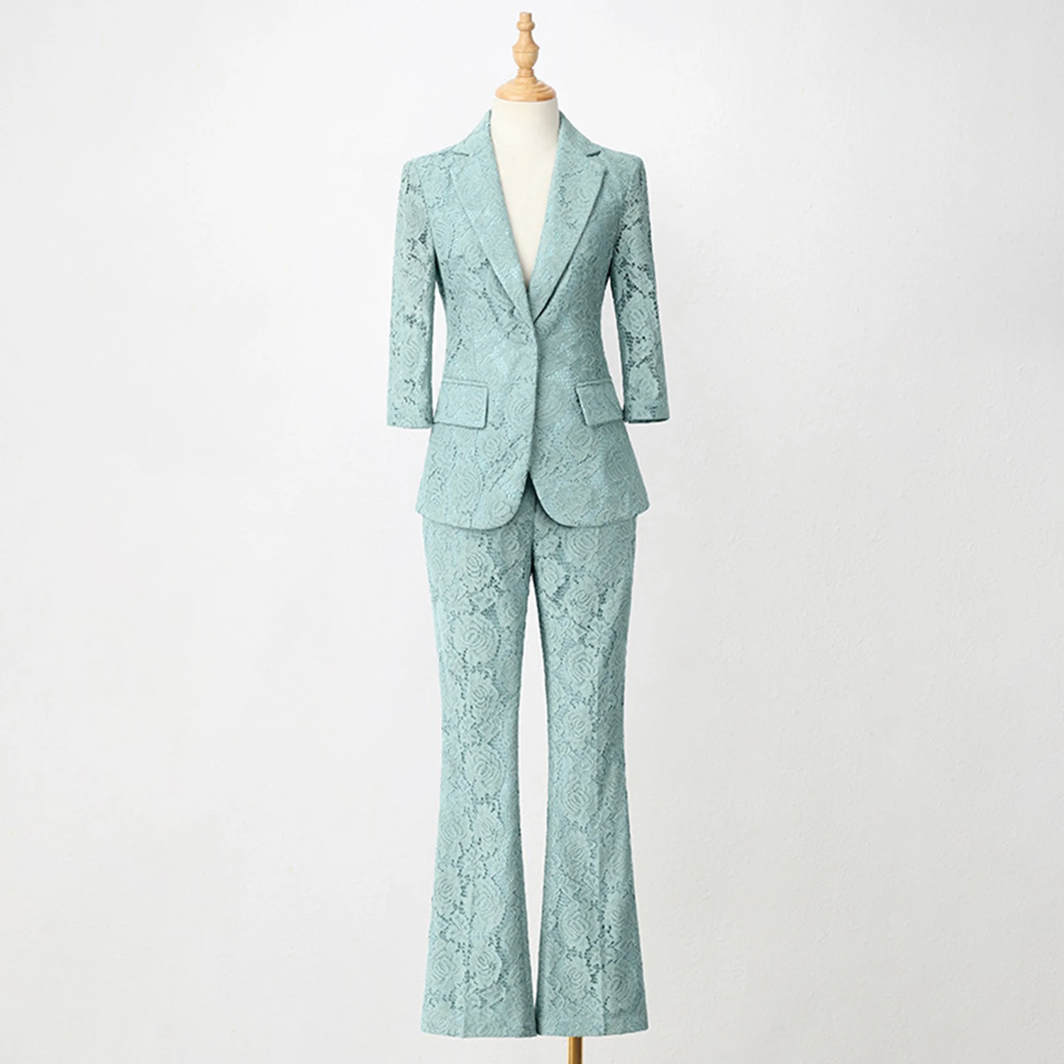 Allingentle Luxury Hollow-out Pattern Women's Suit Slim Fit Pantsuit 2 Piece Sui Outfit for Casual Office Customize