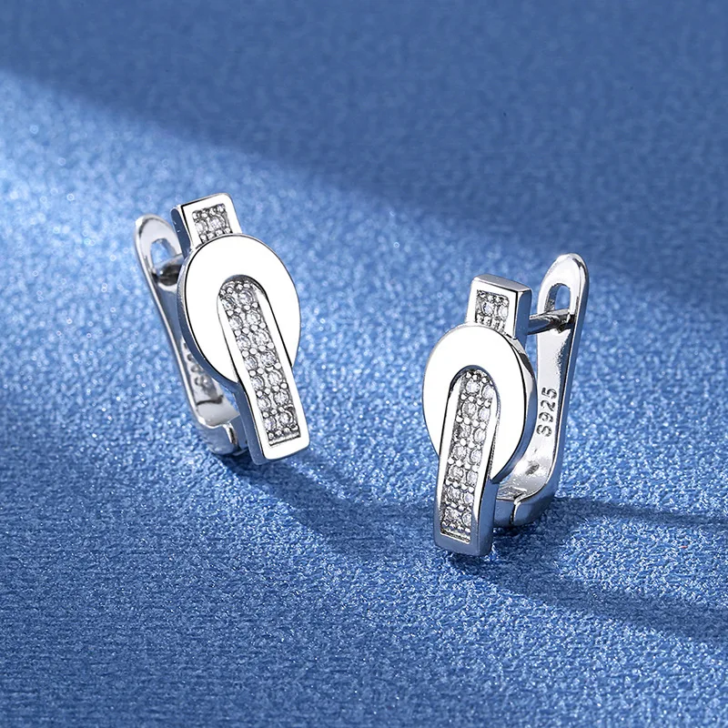 925 Sterling Silver Zirconia Crystal Earrings For Women Classic Geometric Twisted Line Earrings Party Versatile Jewelry ear cuff