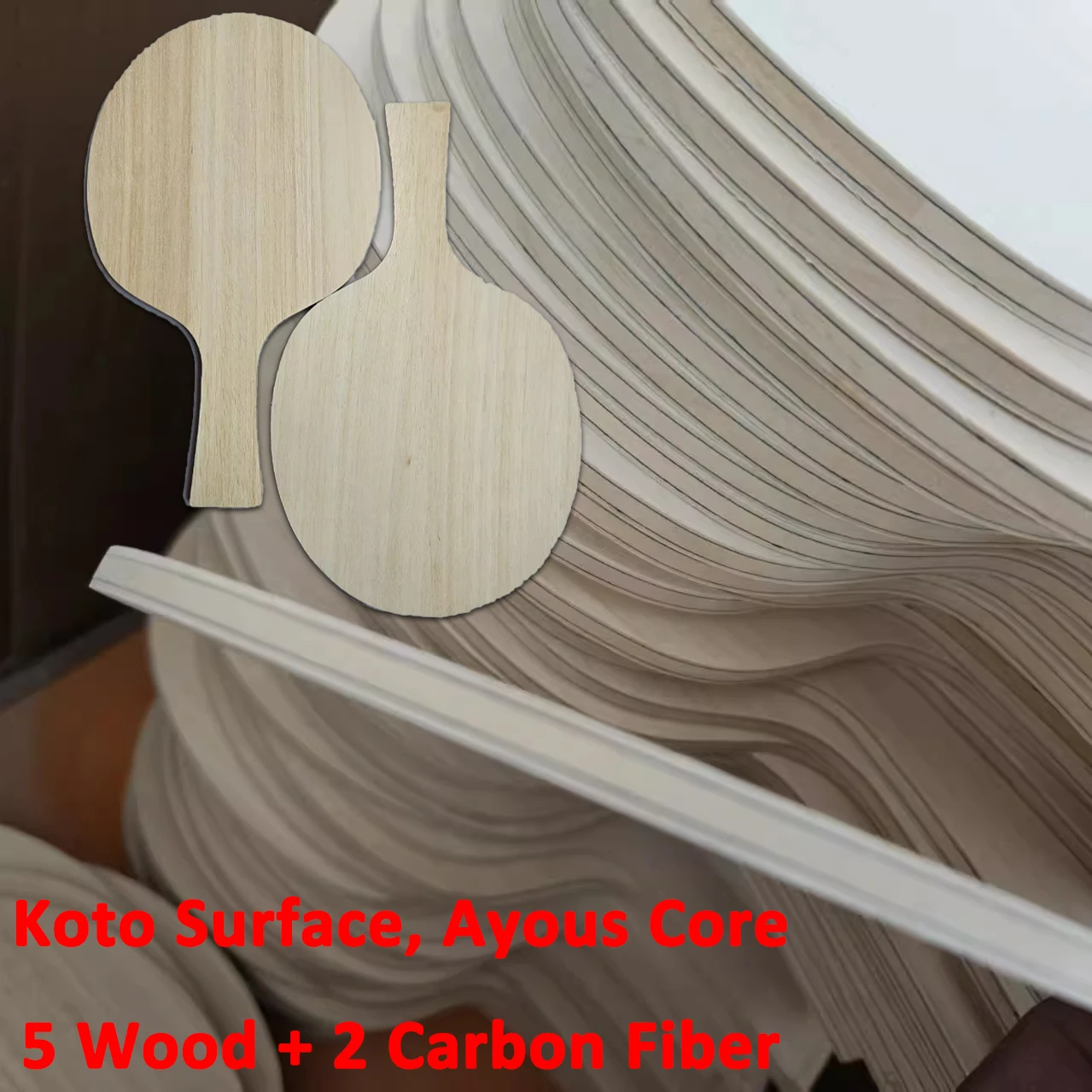 7-Ply Table Tennis Blade 5 Wood + 2 Carbon Fiber（Koto Surface, Ayous Core) Unassembled Ping Pong Paddle High Speed & Power